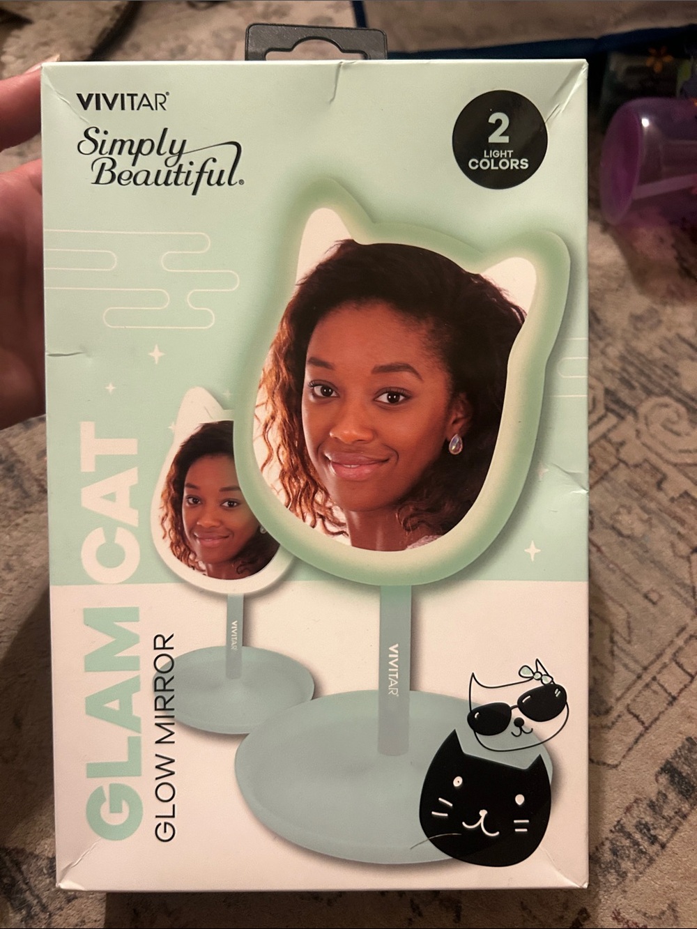 Simply Beautiful GlamCat Glow Mirror - Mint Green